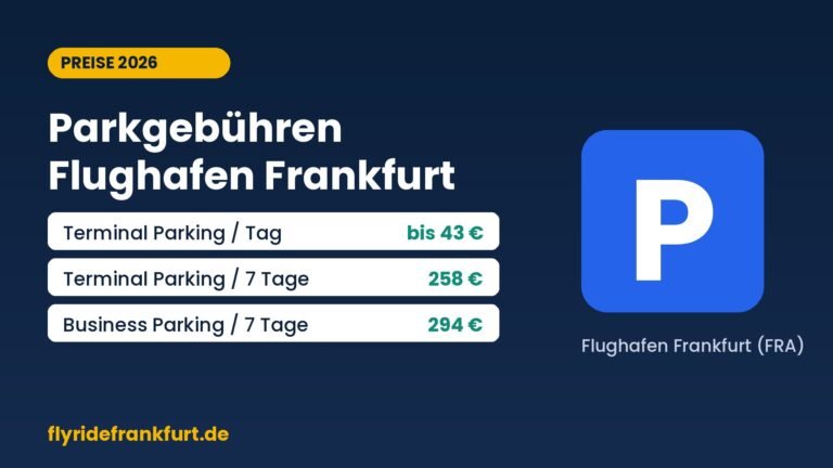 Parkgebühren Flughafen Frankfurt 2026: Terminal Parking bis 43 € pro Tag, 258 € für 7 Tage