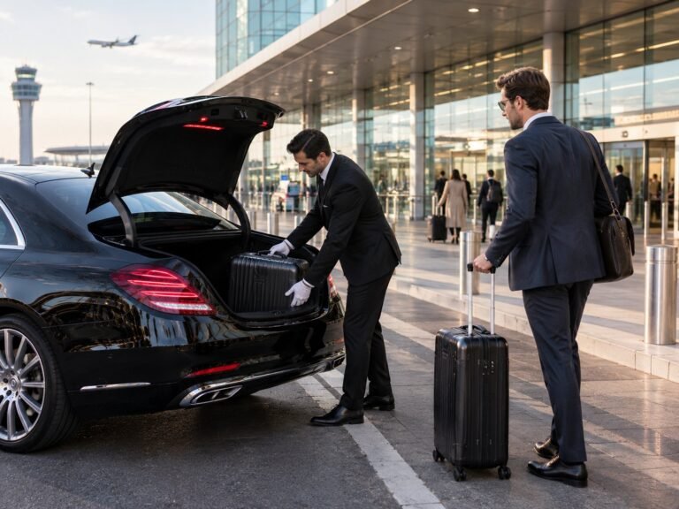 Ankunft am Terminal des Flughafens Frankfurt