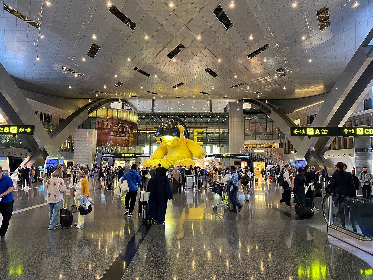 Inside the terminal at Hamad International Airport
