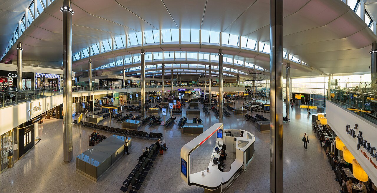 The wave-shaped roof of Heathrow Terminal 2