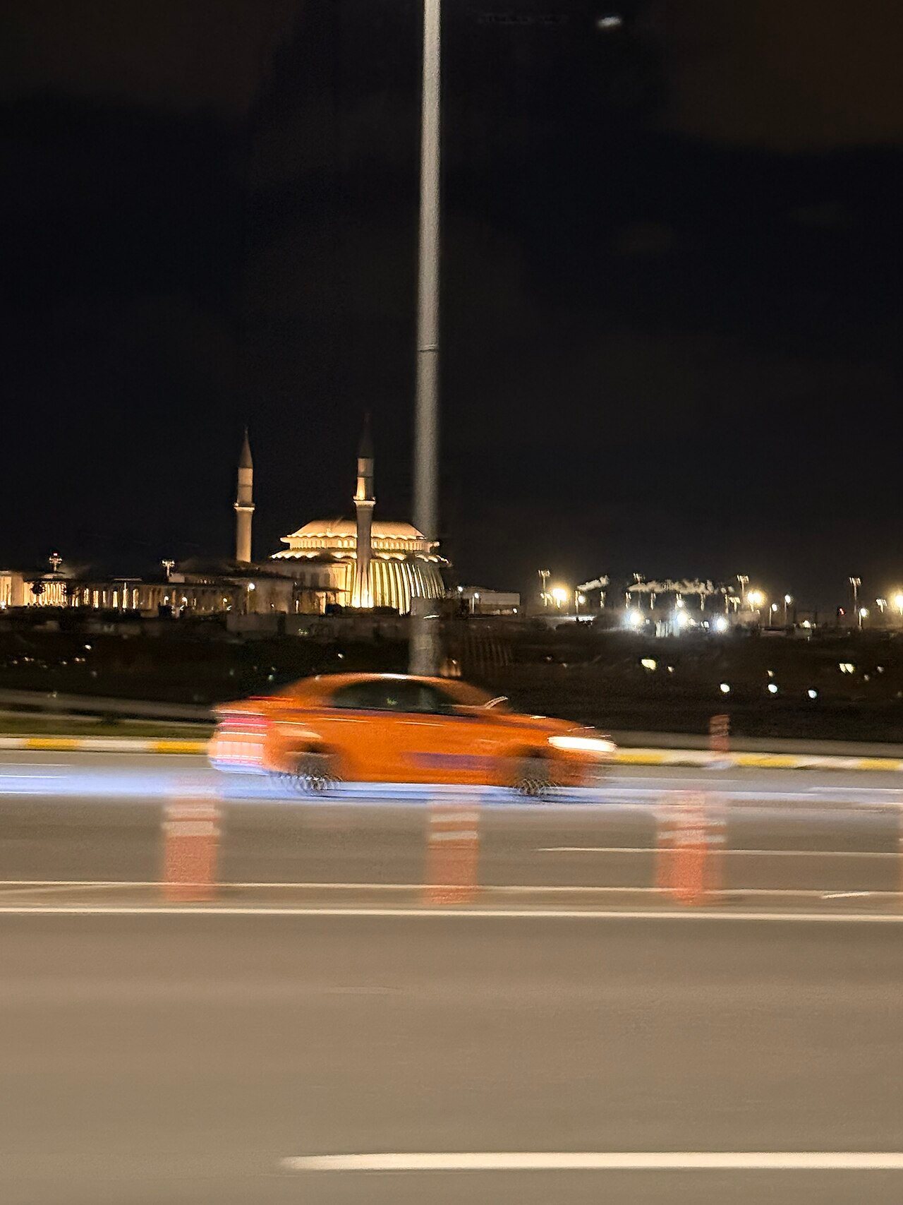 The airport mosque at Istanbul Airport at night