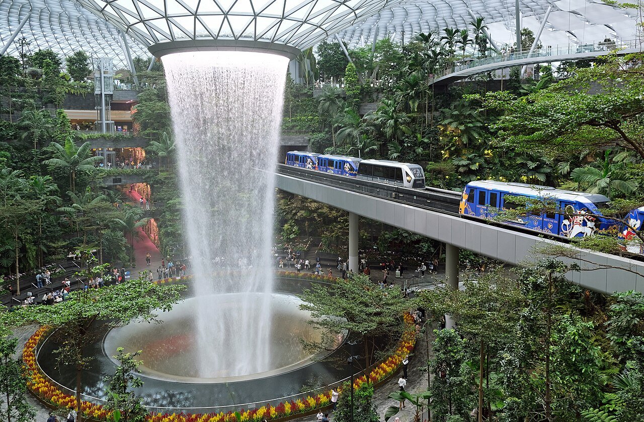 Jewel Changi: the 40-metre indoor waterfall surrounded by the Shiseido Forest Valley