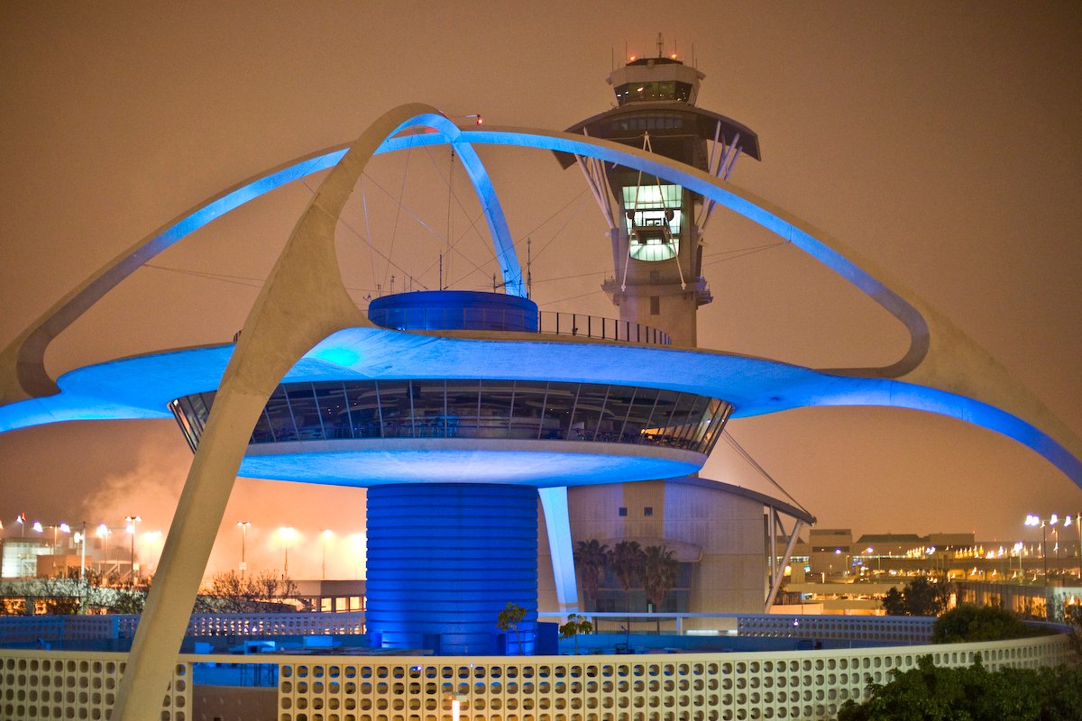 The iconic LAX letters at the airport entrance